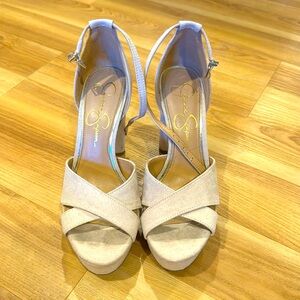 Jessica Simpson Nude Suede Heels Women’s Size 6